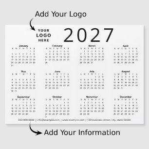 Carte Magnétique Calendrier d'affaires à logo personnalisé Noir Bla