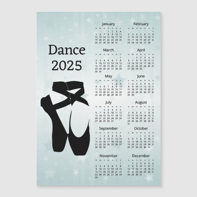 Carte magnétique Calendrier Danse 2025 (Devant)