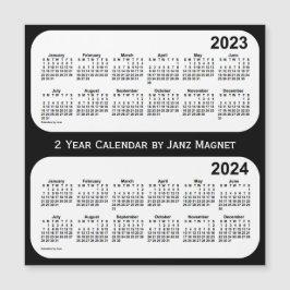 Carte Magnétique Calendrier de 2 ans noir et blanc 2023-2024 par Ja