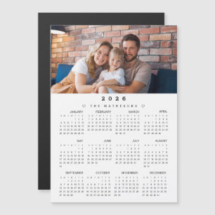 Carte Magnétique Calendrier de l'année 2026 complet avec magnétique