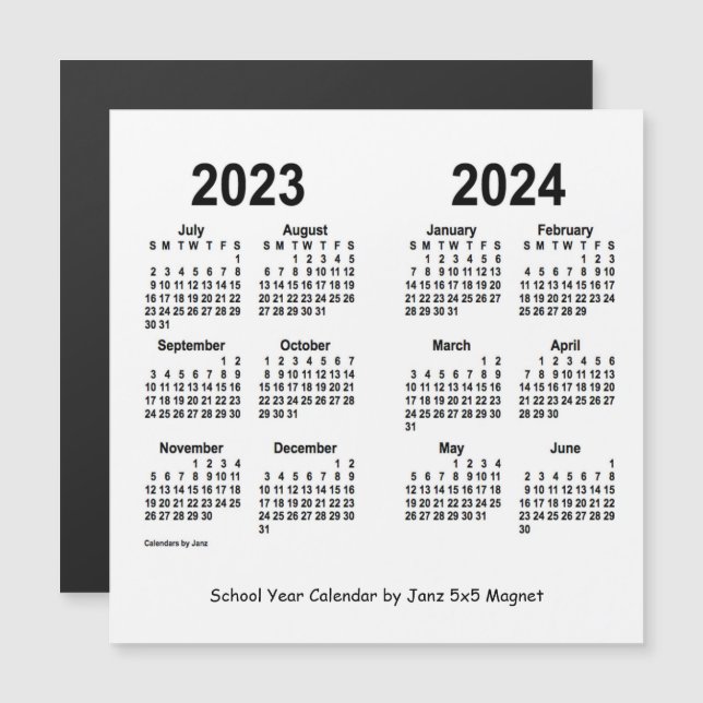 Carte Magnétique Calendrier de l'année scolaire blanche 2023-2024 p (Devant / Derrière)