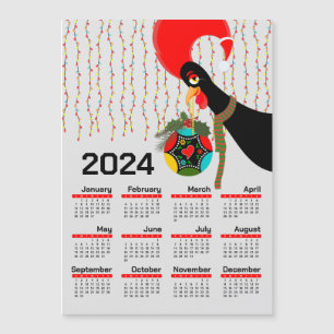 Carte Magnétique Calendrier de Noël 2024 du Rooster portugais