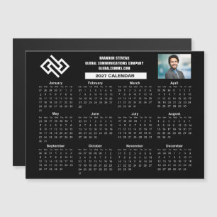 Carte Magnétique Calendrier d'entreprise personnalisé 2027 noir aim