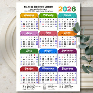 Carte Magnétique Calendrier des couleurs 2026 Vacances US Entrepris