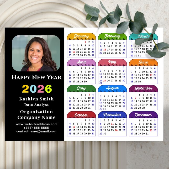 Carte Magnétique Calendrier des couleurs 2026 Vacances US Entrepris (Créateur téléchargé)
