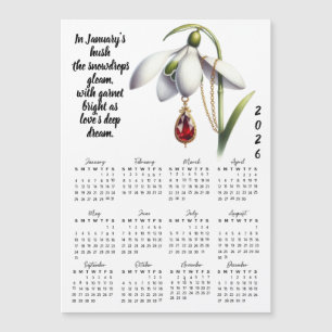 Carte Magnétique Calendrier des fleurs et pierres de naissance de j