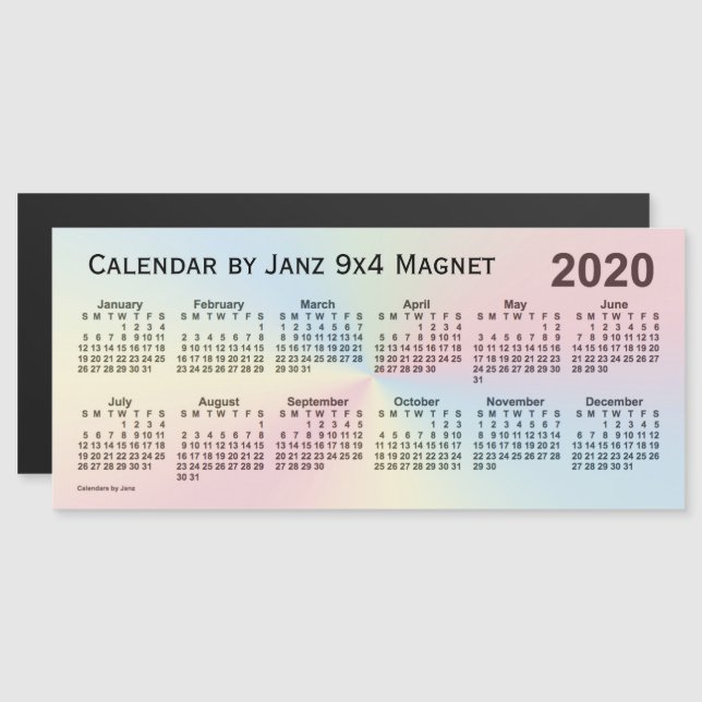 Carte Magnétique Calendrier des nuages arc-en-ciel 2020 par Janz 9x (Devant / Derrière)