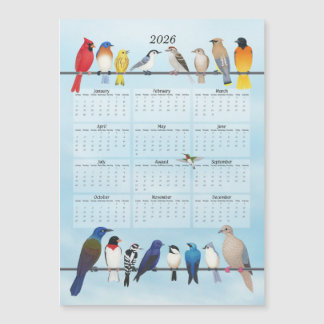 Carte Magnétique Calendrier des oiseaux jardins 2026