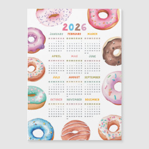 Carte Magnétique Calendrier Donuts Aquarelle 2026