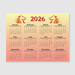 Carte Magnétique Calendrier du Nouvel An chinois du Cheval 2026