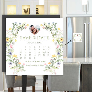 Carte Magnétique Calendrier fleur sauvage Enregistrer la date Magne