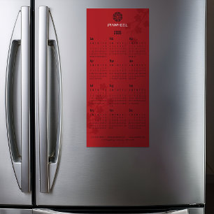 Carte Magnétique Calendrier floral rouge gras