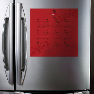 Carte Magnétique Calendrier floral rouge gras