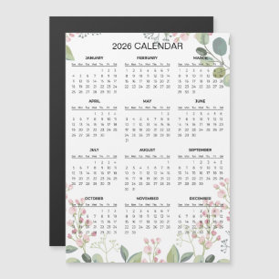 Carte Magnétique Calendrier floral simple mais élégant 2026   Aiman