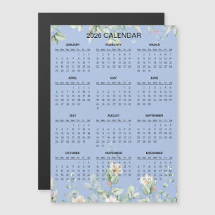 Carte Magnétique Calendrier floral simple mais élégant 2026 Aiman