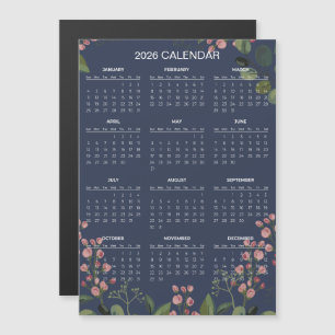 Carte Magnétique Calendrier floral simple mais élégant 2026 Aiman