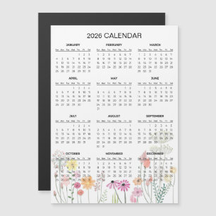 Carte Magnétique Calendrier floral simple mais élégant 2026   Aiman