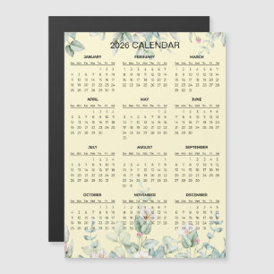 Carte Magnétique Calendrier floral simple mais élégant 2026 Aiman