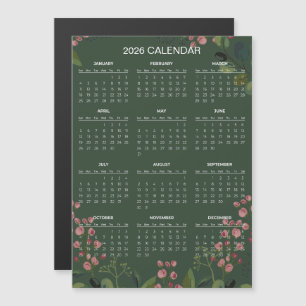 Carte Magnétique Calendrier floral simple mais élégant 2026 Aiman