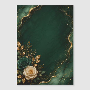 Carte Magnétique Calendrier floral vert émeraude et or