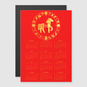 Carte Magnétique Calendrier Gold Chinois nouvelle année 2026