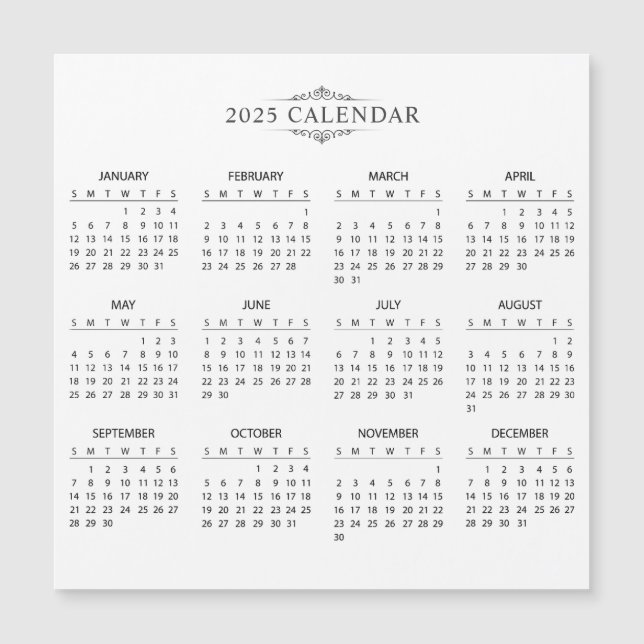 Carte Magnétique Calendrier Magnétique 2025 Simple et Élégant | Car (Devant)
