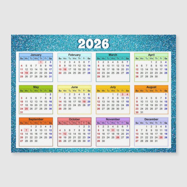 Carte Magnétique Calendrier Magnétique 2026 (Devant)