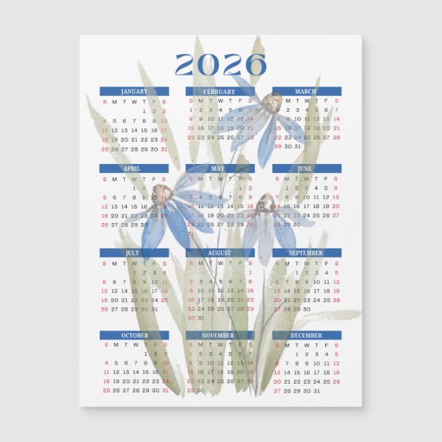 Carte Magnétique Calendrier magnétique 2026 - Aquarelle de marais b (Devant)