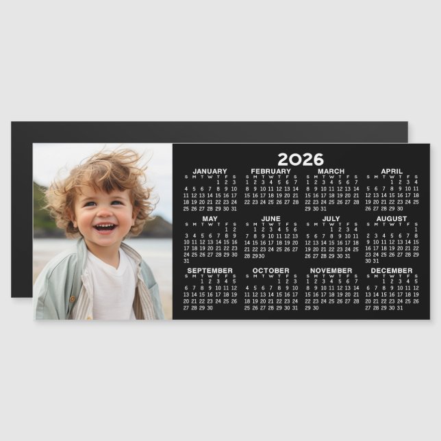 Carte Magnétique Calendrier magnétique 2026 avec collage de photos (Devant / Derrière)