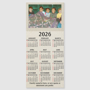 Carte Magnétique Calendrier magnétique 2026 avec votre photo et tex