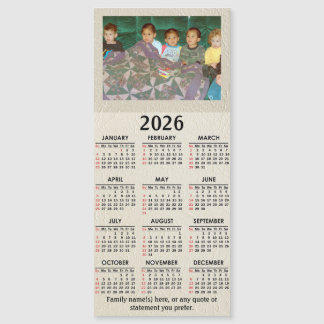 Carte Magnétique Calendrier magnétique 2026 avec votre photo et tex