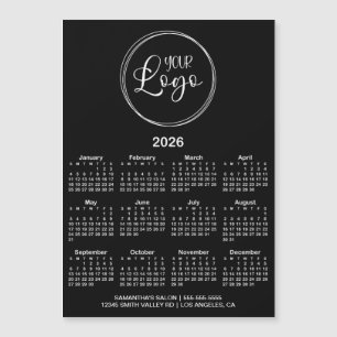 Carte Magnétique Calendrier magnétique 2026 Logo Noir et Blanc