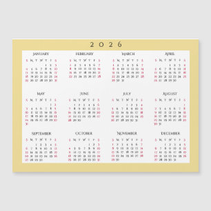 Carte Magnétique Calendrier magnétique annuel en or blanc pour 2026
