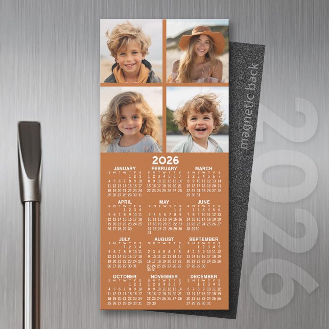 Carte Magnétique Calendrier magnétique avec collage photo - Terra C (2026 Calendar Magnet for the Fridge or Home Office - Add a Photo for a Personal Touch)