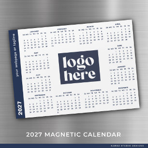 Carte Magnétique Calendrier Magnétique Bleu Affaires Logo 2027
