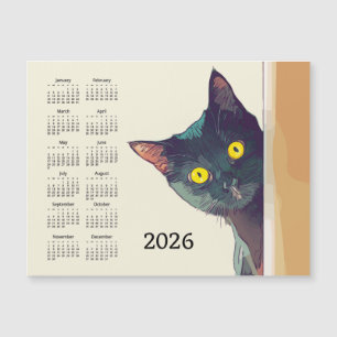 Carte Magnétique Calendrier Magnétique Chat qui Regarde 2026