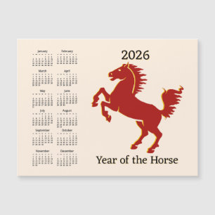 Carte Magnétique Calendrier magnétique de l'année chinoise du cheva