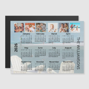 Carte Magnétique Calendrier magnétique de plage 2026 avec six photo