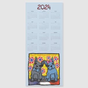 Carte Magnétique Calendrier magnétique des Bulldogs français 2024