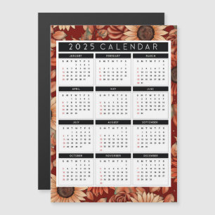Carte Magnétique Calendrier magnétique des tournesols 2025 - Année