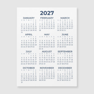 Carte Magnétique Calendrier Magnétique Élégant Simple Bleu Marine 2