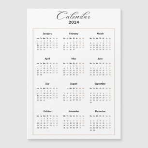 Carte Magnétique Calendrier magnétique minimal 2024