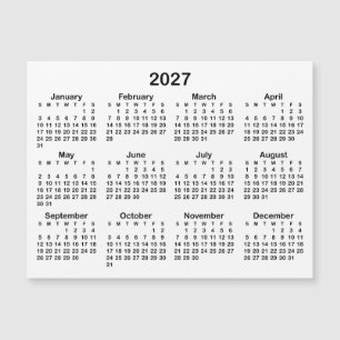Carte Magnétique Calendrier magnétique minimal noir 2027