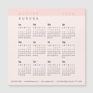 Carte Magnétique Calendrier magnétique minimal rose à deux tons