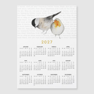 Carte Magnétique Calendrier magnétique oiseaux aquarelle 2027 Matth