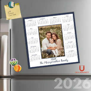 Carte Magnétique Calendrier magnétique photo bleu marine 2026