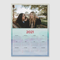 Calendrier magnétique photo bleue personnalisé 202