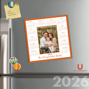 Carte Magnétique Calendrier magnétique photo orange brûlé 2026