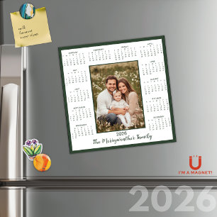 Carte Magnétique Calendrier magnétique photo vert de la forêt 2026