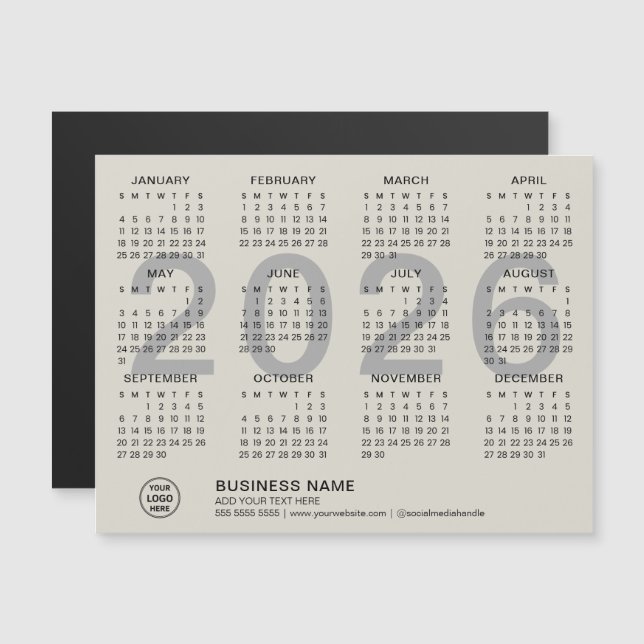 Carte Magnétique Calendrier Magnétique sur Mesure pour Entreprises  (Devant / Derrière)